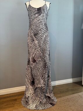 Blue Moon from Planet Blue Animal-Print Maxi Slip Dress with Spaghetti Straps